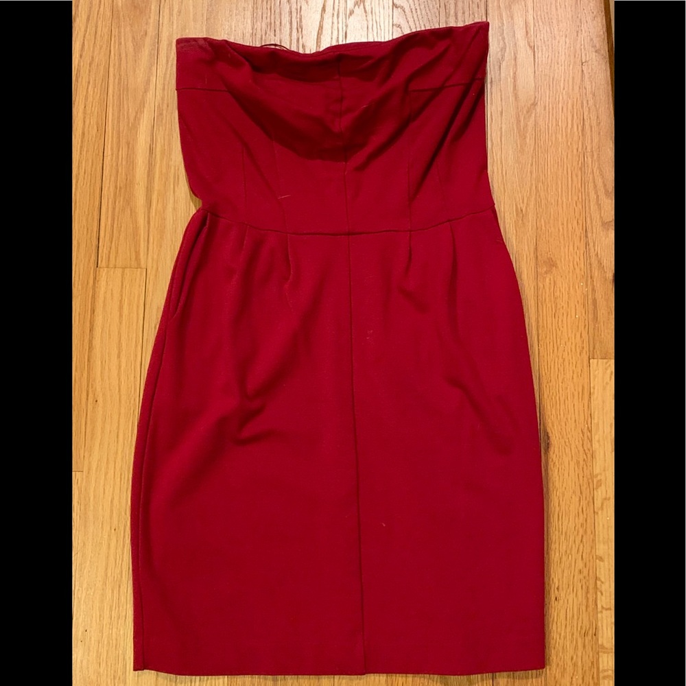 Strapless red dress